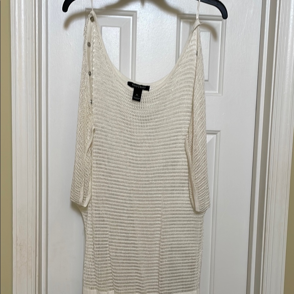 White House Black Market Cream Knit Tunic